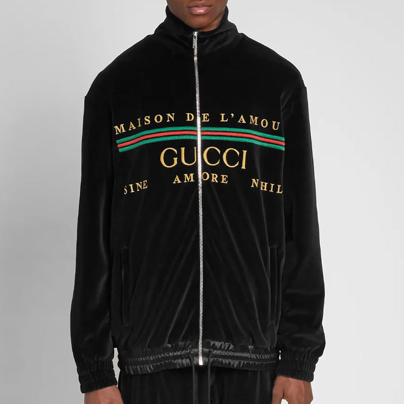 GUCCI Veste Chenille En Velour Noir RECONDITIONNÉ