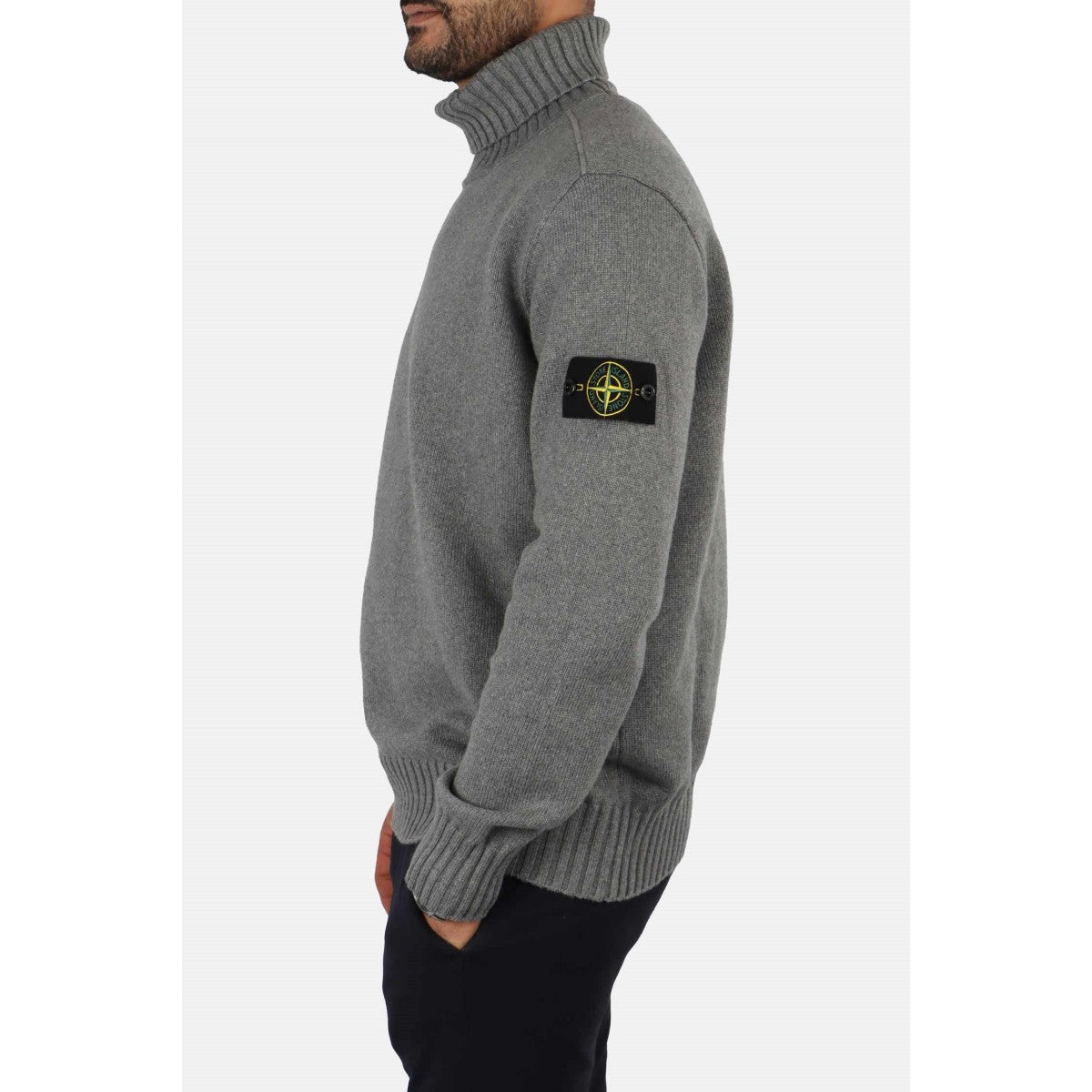 STONE ISLAND Hoodie Col Roulé Gris RECONDITIONNÉ
