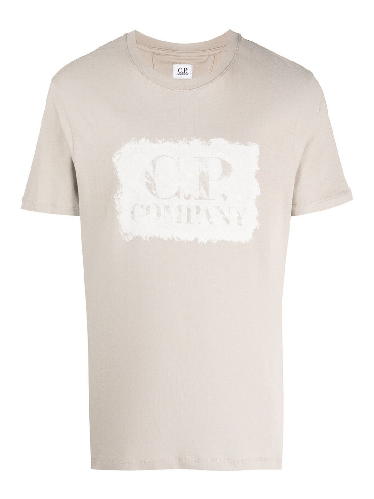 CP Company TEE Beige Logo Blanc