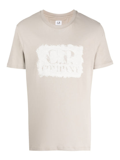 CP Company TEE Beige Logo Blanc