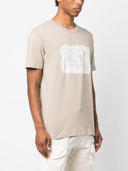 CP Company TEE Beige Logo Blanc