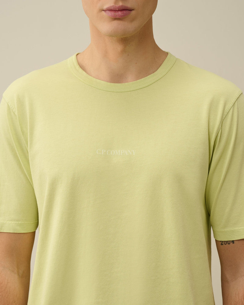 CP Company Tee Shirt Vert Jaune Logo Centré