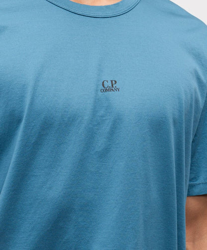 CP Company Tee Shirt Bleu Canard Logo Centré