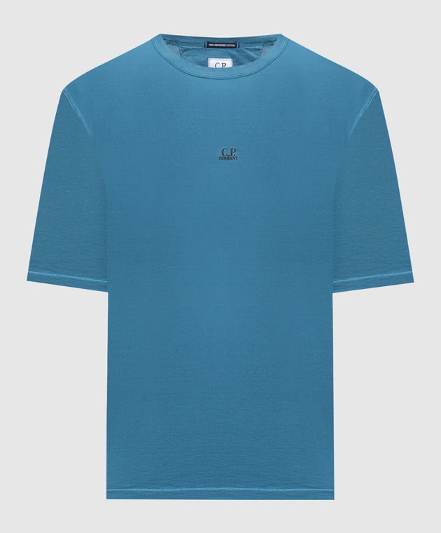 CP Company Tee Shirt Bleu Canard Logo Centré