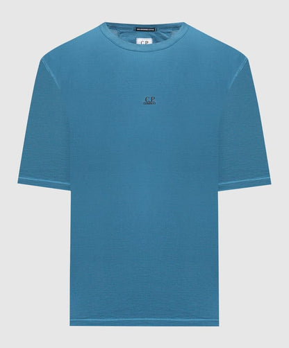CP Company Tee Shirt Bleu Canard Logo Centré